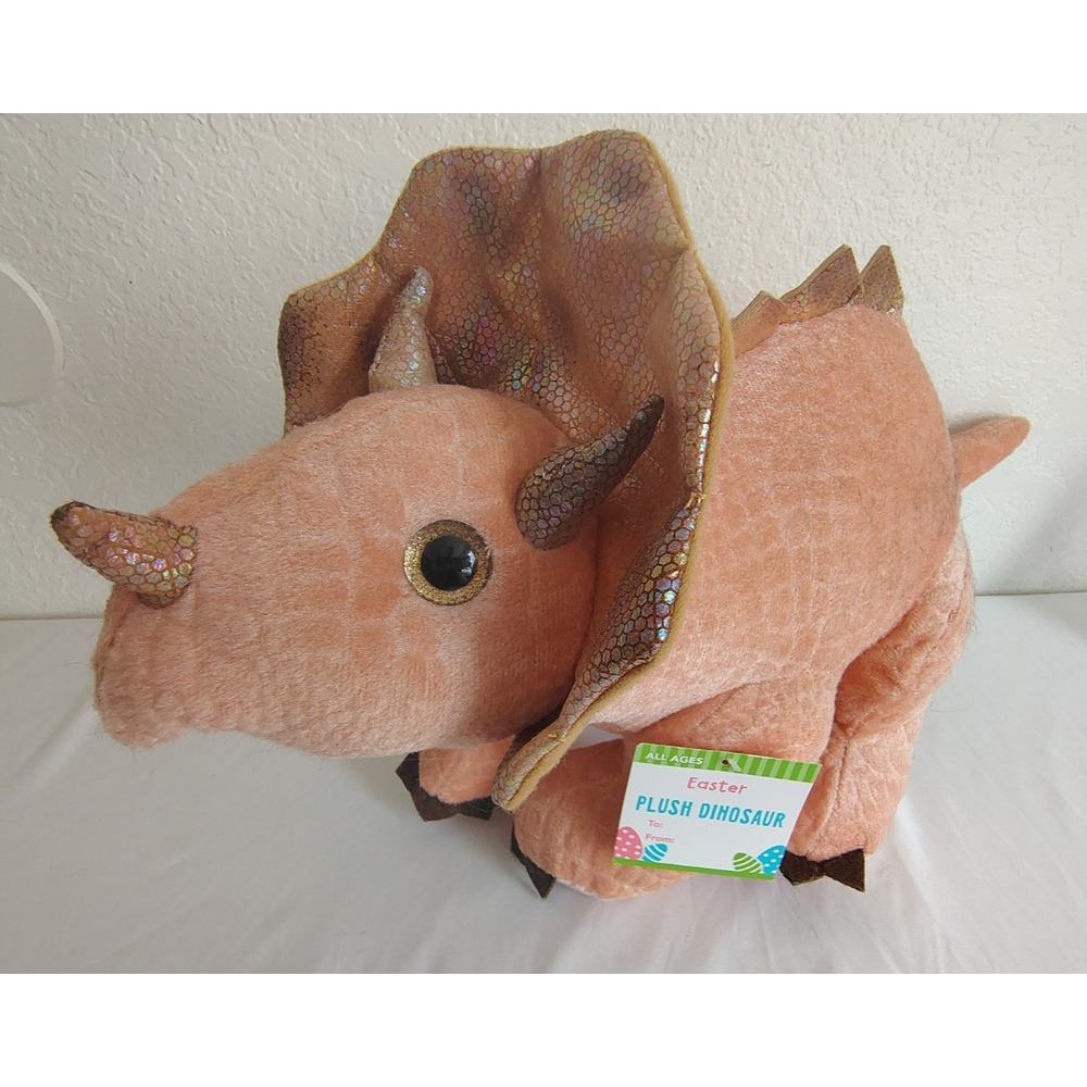 Homerbest Easter Peach Triceratops Dinosaur Plush Stuffed Animal - 21" - NWT NEW
